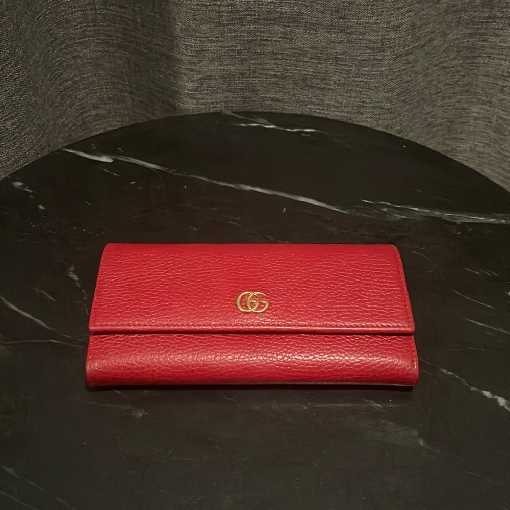 GUCCI GG Marmont Continental Wallet Leather Long